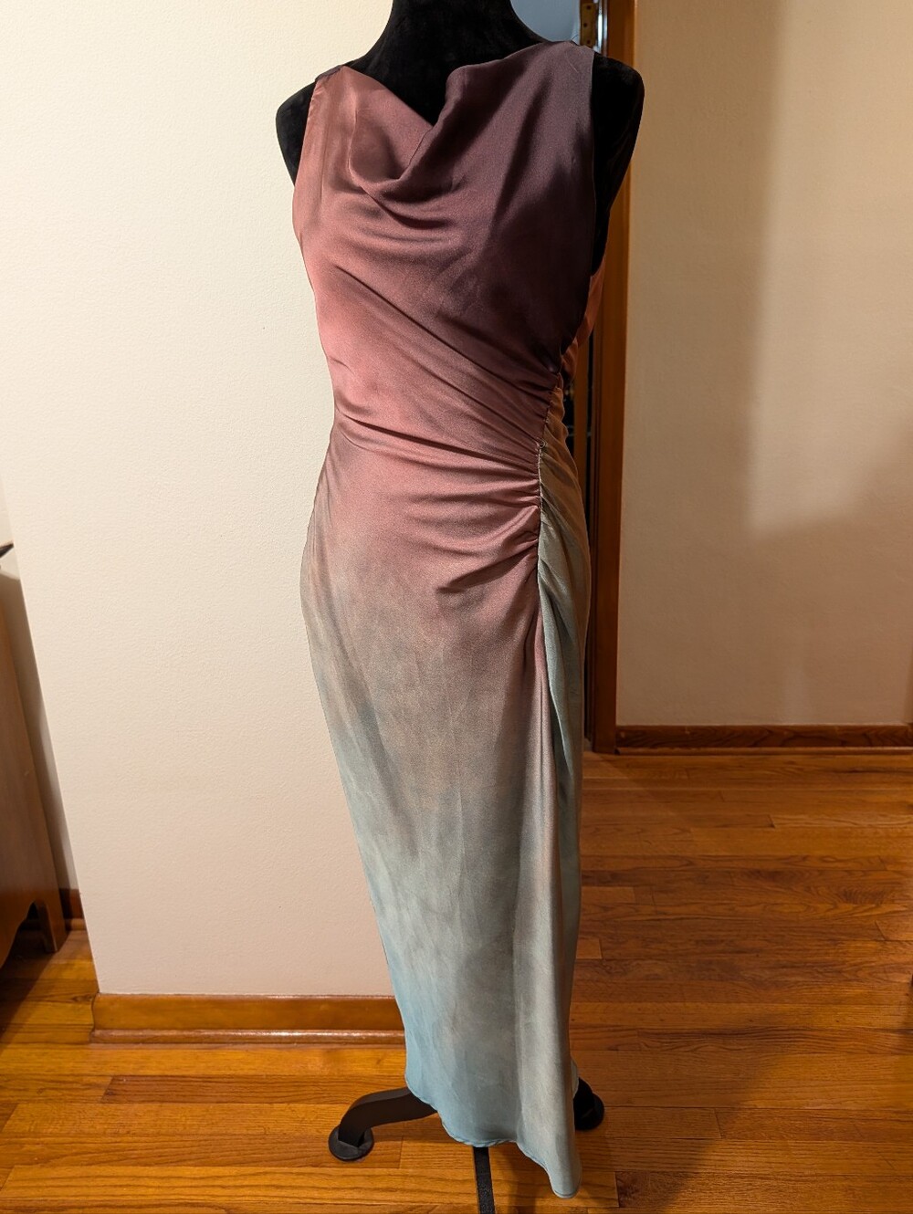 Zara Ombré Midi Dress in Mauve to Sage Green